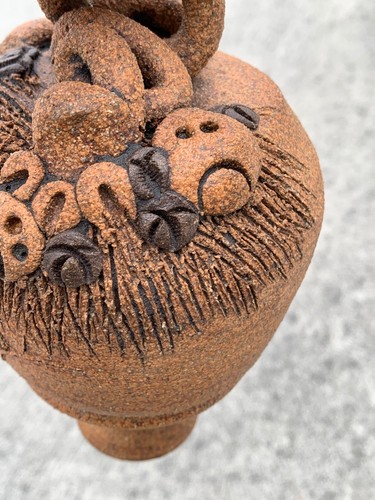 Vintage OOAK Upside Down FROWNING MONKEY & COCONUT TREE Vase RARE ART 8/5 ❤️sj3j - Picture 7 of 11