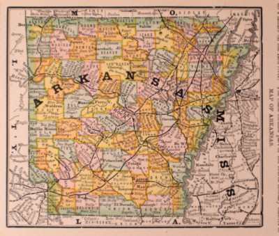 1887 Map ~ ARKANSAS by Rand McNally ~ (SMALL-5x6)-#13
