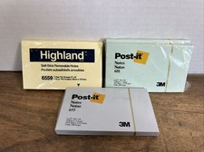 Lot Of 4 Sticky Note Pads - 3M Post-it Notes 655 - 1 Highland 6559 - 3x5