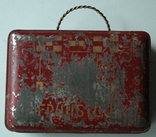 antike FR&Uuml;HST&Uuml;CK Dose - Blechdose - Jugendstil Lunch Box - Koffer- Blech Dose
