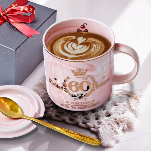 60Th Birthday Gift for Women, Fabulous 1964 Aged to Perfection - 14Oz Pink Mug - Picture 6 of 8