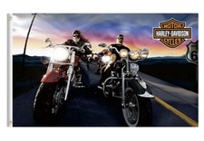 Harley Davidson drapeau bannière 3x5 pieds LOGO DOUBLE FACE neuf ride
