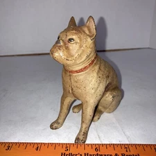 Antique AC Williams / Hubley Cast Iron Sitting Boxer Bulldog Coin Bank