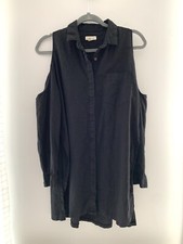 Urban Outfitters Silence + Noise Cold Shoulder Black Shirt Dress Size S Button U
