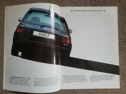 Volkswagon The New Golf MK3 Car Showroom Brochure 1991 - Picture 3 of 11