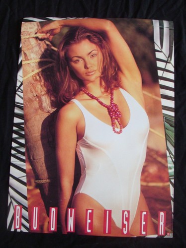 BUDWEISER beer promo poster WHITE SWIMSUIT original store display 1994 - Picture 2 of 2