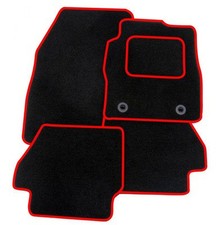 BLACK TAILORED CAR MATS WITH RED TRIM FOR FIAT 500 2013 ONWARDS