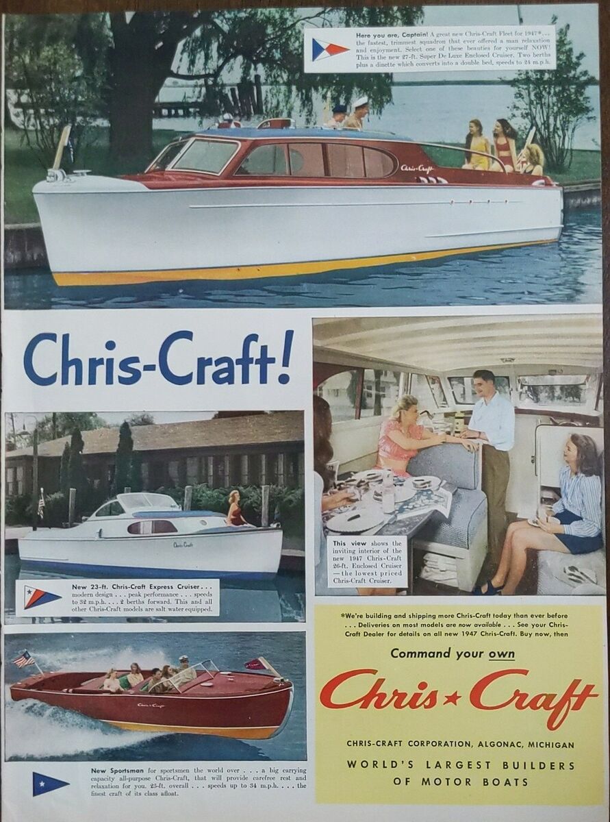 Vintage Chris Craft Boats of Algonac Michigan Ceramic Wall Sign Vintage Chris Craft Boats of Algonac Michigan Ceramic Wall Sign