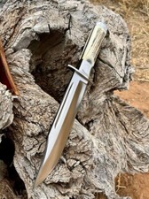 COLTELLO BOWIE DA CACCIA IN ACCIAIO D2-TOOL FATTO A MANO PERSONALIZZATO CON MANICO IN CORNO DI CERVO