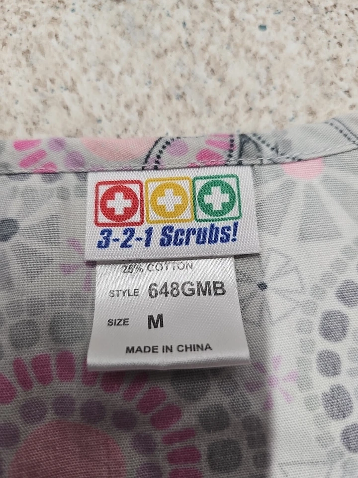 Blusa Médica Estampada Geométrica Gris 321 para Mujer Talla M Foto 3 de 4