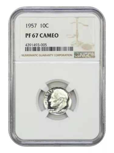 1957 10C NGC PR67CAM - Roosevelt Dime