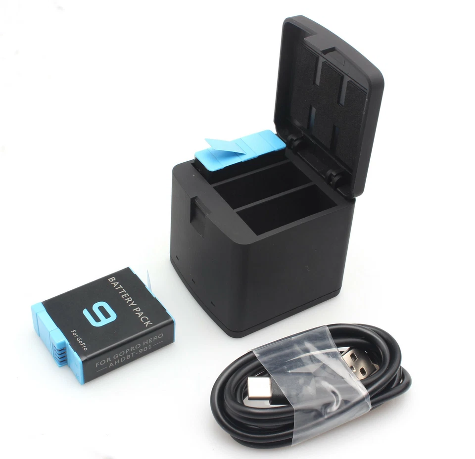 Cargador de batería de 3 canales y paquete de 2 baterías para GoPro Hero 9 10 negro ADDBD-001 Foto 2 de 4