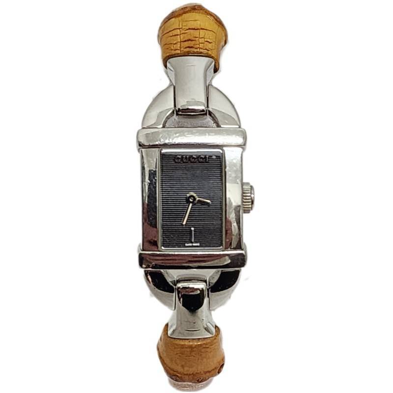 GUCCI Watch 6800L Bamboo Bangle Quartz Dial Black Women s GUCCI Watch 6800L Bamboo Bangle Quartz Dial Black Women s