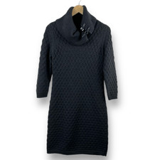Calvin Klein Charcoal Gray Textured Knit Fitted Cowl Neck Dress Size M