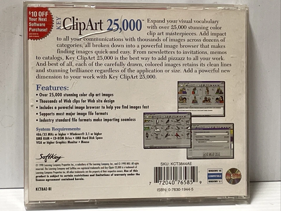 Key ClipArt 25,000 America Online For Windows 3..1 and 95 (FC51-1Q3254 - Image 3 of 4