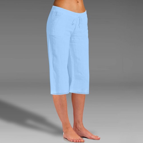 Summer Fashion Women's Crop Length Pants Cotton Flax Elastic Leisure Trousers - Picture 19 of 79