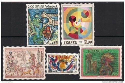 France 1976 Arts Paintings Design Horses Fruits Customs 5v set MNH
