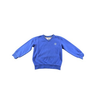 Armani Junior Boys Blue V-Neck Sweatshirt Elbow Patches Logo Size 6-7Y