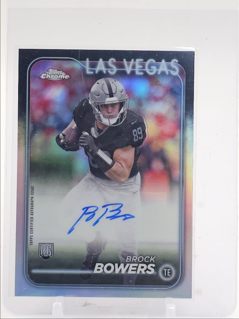BROCK BOWERS 2024 TOPPS CHROME ROOKIE AUTOGRAPH VARIATION RC AUTO Q5682