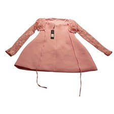 Fashion Nova Delia Lace Long Sleeve Mini Dress Pink Size M Square Neckline NWT