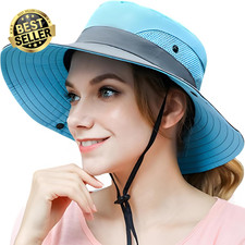 Ponytail Hole Women'S Bucket Hat, Wide Brim Sun Hat with UPF 50 UV Protection, B