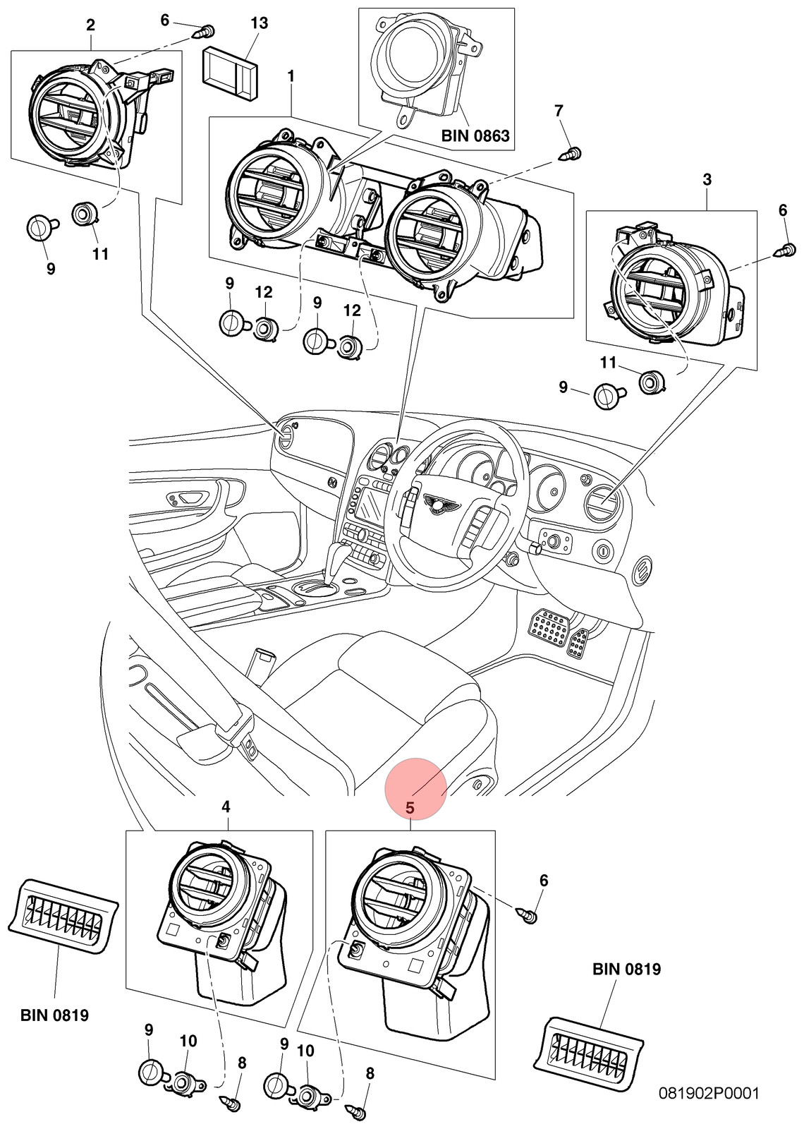 Bentley Continental GT Speed 2004-2010 Rear Right Air vent