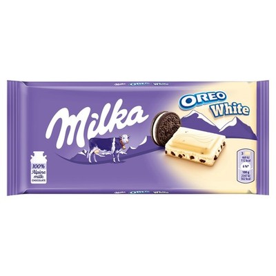 Milka Oreo White Alpine Milk Chocolate Bar with Cookie Filling 100g 3.5oz