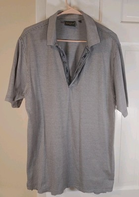 Vintage Bobby Jones Large Blue Geometric Print Polo Golf Short Sleeve Shirt 