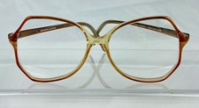 VTG Oversized 70s 80 s Geometric Eyeglasses Frames Light Brown Modern Laura