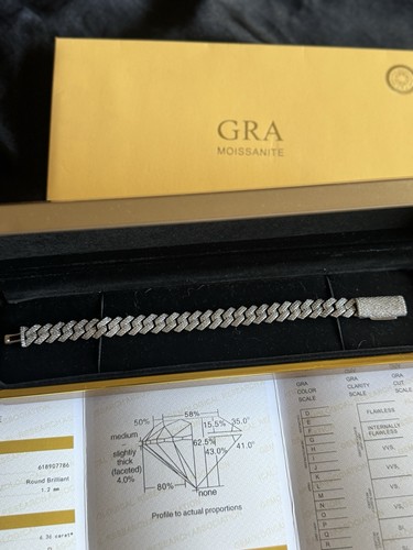 7.5 10mm VVS1 Moissanite | S925 Silver Cuban Chain/Bracelet