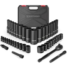 46 Piece Socket Wrench Set Kit, Metric & Inch Drive Tools Case