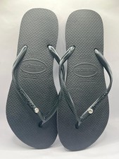 Black Flip Flop Slim Size 5 with Crystal Details Brand New