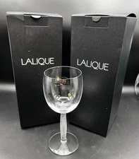 Lalique (Paris) "DIAMANT" (Diamond) Crystal Wine Glasses #15901 (2 Each) NIB