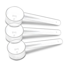 3 Measuring Spoons Set, 1 tsp 5 mL Clear BPA Free Plastic Scoops