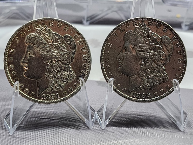 Lot of 2 - 1896-P & 1881-O Morgan Dollars. Genuine Weight SEE Pics