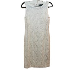LAUREN RALPH LAUREN White Sleeveless Lace Knee Length Dress Sz 6