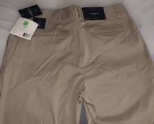 Liz Claiborne Jackie Pants 12 Beige Tan Flat-Front Straight-Leg NWT STRETCH