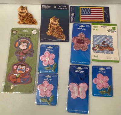 PATCH IT UP  & Wrights Embroidered Iron-On Applique Patches Mixed Lot