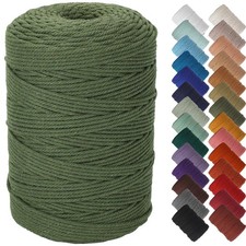 Olive Green Macrame Cord 3mm x 328yards, Colored Macrame Rope, Cotton Rope Ma...