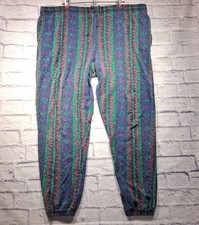 Vintage 1980's Pro Spirit Pants Bright Neon Parachute Sz XL Geometric Surf Beach