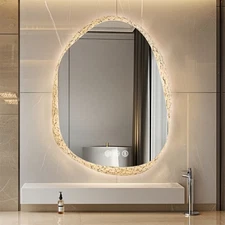 LUVODI Irregular LED Bathroom Mirror Anti-fog Three Colors Wall Vanity Mirror US