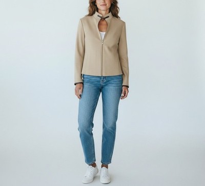SEVENTY Damen Jacke Wollmix Mantel (IT) 46 Beige Reißverschluss 4 Taschen
