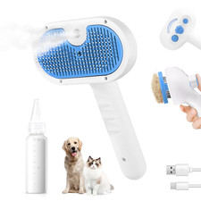 Pet Steam Brush for Dog  Cat - 3-In-1 Steam Grooming Brush for Shedding 
