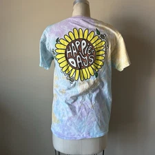 A Lab Happier Days Sunflower Bees Design Tie Dye T Shirt Top Size Medium