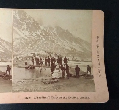 ALASKA KLONDYKE GOLD RUSH Trading Village Miners Tents Kilburn Stereoview 1898