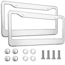 2pcs Chrome License Plate Frame 2 Holes Silver Stainless Steel License Plate Fr 2pcs Chrome License Plate Frame 2 Holes Silver Stainless Steel License Plate Fr
