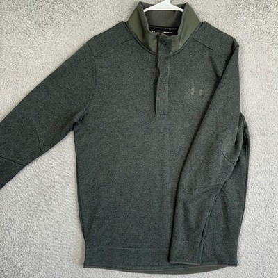 Under Armour Storm Sweater Mens Medium Olive Green ColdGear Golf Snap Pullover