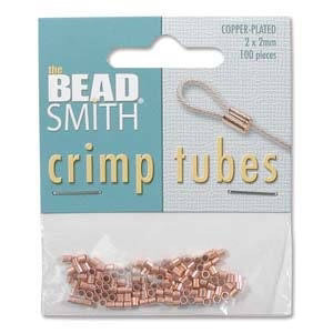 2.00x2.00mm Copper Plated Beadsmith Crimp Tubes 100pcs