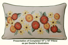 Vintage Dexter's Embroidery Pillow Crewel Top Kit LeeWards 10"x18" Open Kit Ⓢ X6