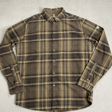Kuhl Shirt Mens Large Brown Plaid Flannel Long Sleeve Button Down 7202